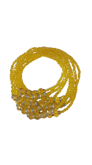 Bijoux de taille jaune en cristal, ensemble 3 pièces.