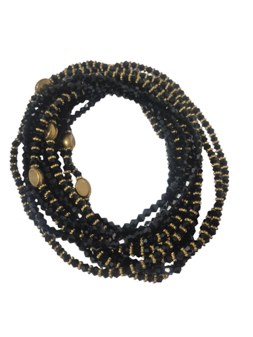Bijoux de taille ou baya ensemble 4 pièces noir et dorée