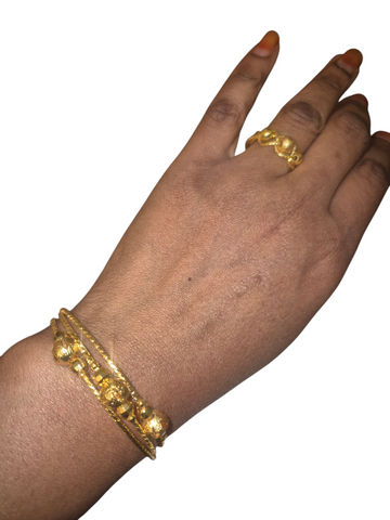 Ensemble bracelet et bague en plaquée or